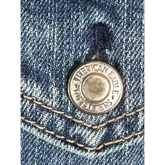 American Eagle Outfitters Womens Denim Jacket‎ Size XS Blue Cotton Distressed - Picture 2 of 11